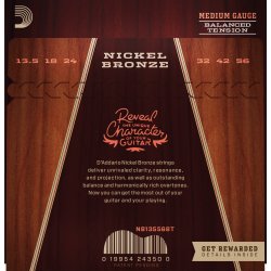 D'Addario NB13556BT Nickel Bronze Western Set 13.5-56 (Medium, Balanced Tension)
