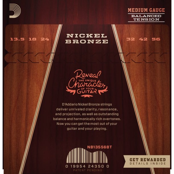D'Addario NB13556BT Nickel Bronze Western Set 13.5-56 (Medium, Balanced Tension)