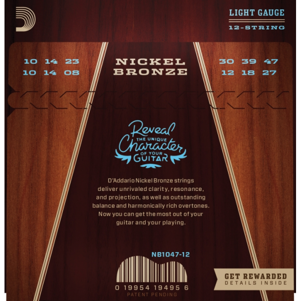 D'Addario NB1047-12 Nickel Bronze 10-47 12-Str.