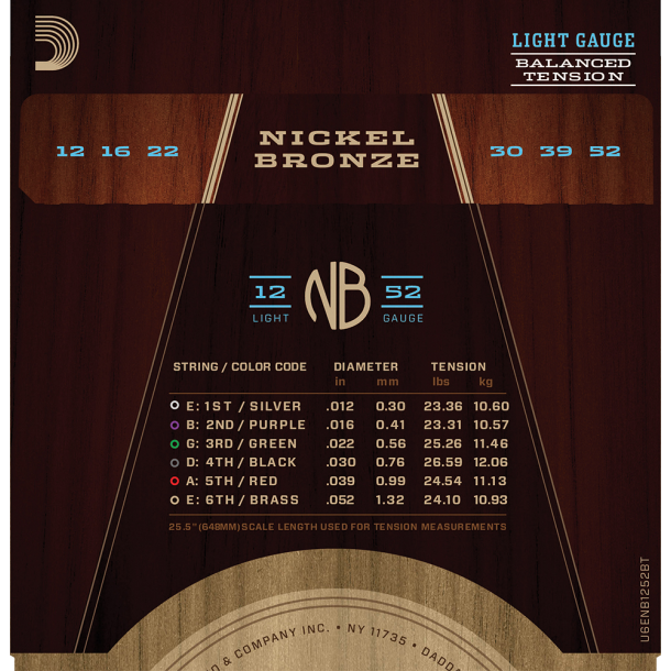 D'Addario NB1252BT Nickel Bronze Balanced Tension