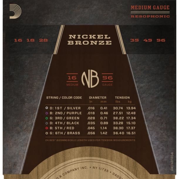 D'Addario NB1656 Nickel Bronze Resonator 16-56