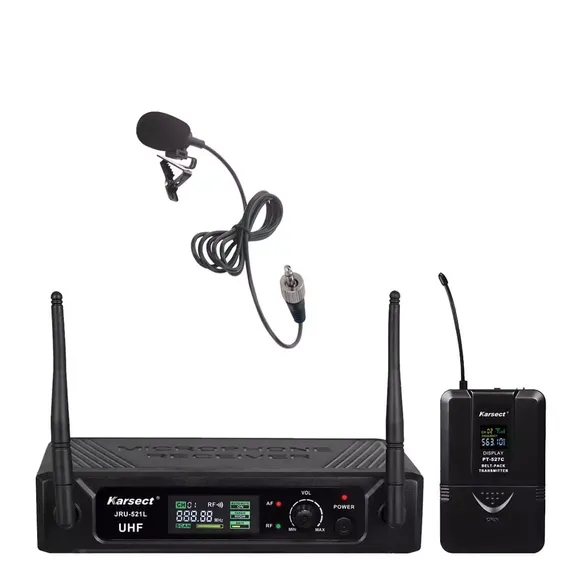 Se Karsect JRU-521L/PT-527C/LT-11A trådløst klemme-mikrofon-sæt hos Allround Musik