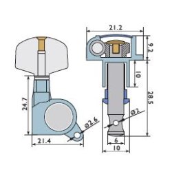 Alice AL-016L Tuning screw with large head, left