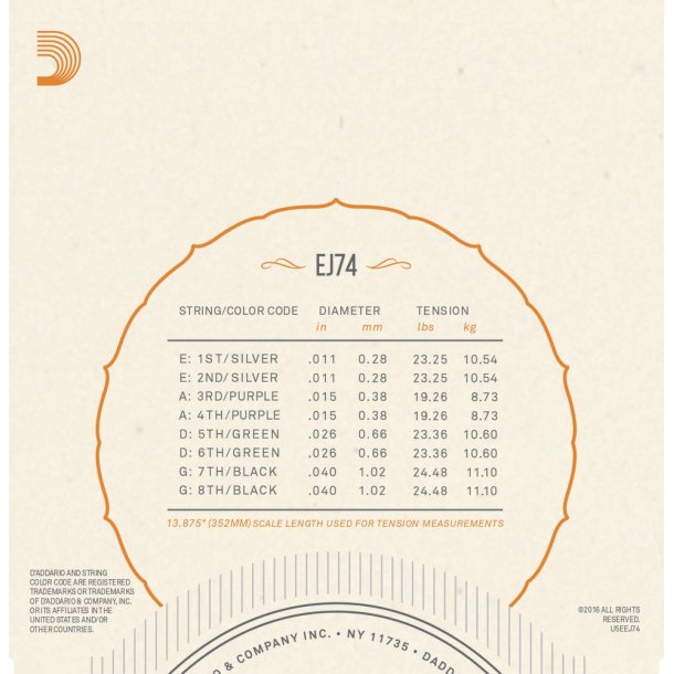 D'Addario Fretted EJ74 Mandolin Strenge