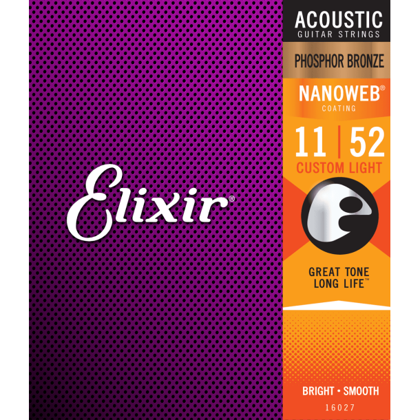 Elixir Nanoweb Acoustic Phosphor Bronze 16027 11-52 Custom Light