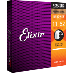 Elixir Nanoweb Acoustic Phosphor Bronze 16027 11-52 Custom Light