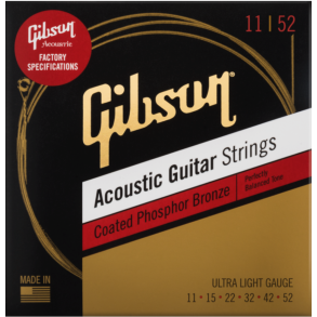 Gibson 11-52 Coated Phosphor Bronze Acoustic Guitar Strings Ultra Light