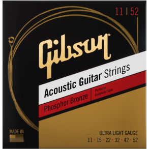 Gibson 11-52 Phosphor Bronze Acoustic Guitar Strings Ultra-Light