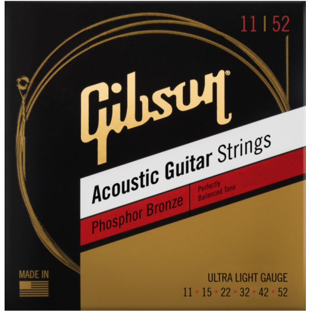 Gibson 11-52 Phosphor Bronze Acoustic Guitar Strings Ultra-Light