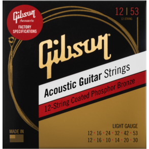 Gibson Phosphor Bronze Acoustic Guitar Strings, 12-String Light