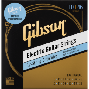 Gibson Brite Wire Electric Guitar Strings, 12-String Light Gauge 10-46
