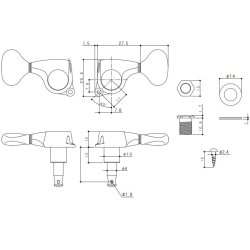 Gotoh Mellemstore 510 3+3 Stemmeskruer med Metalknap Guld