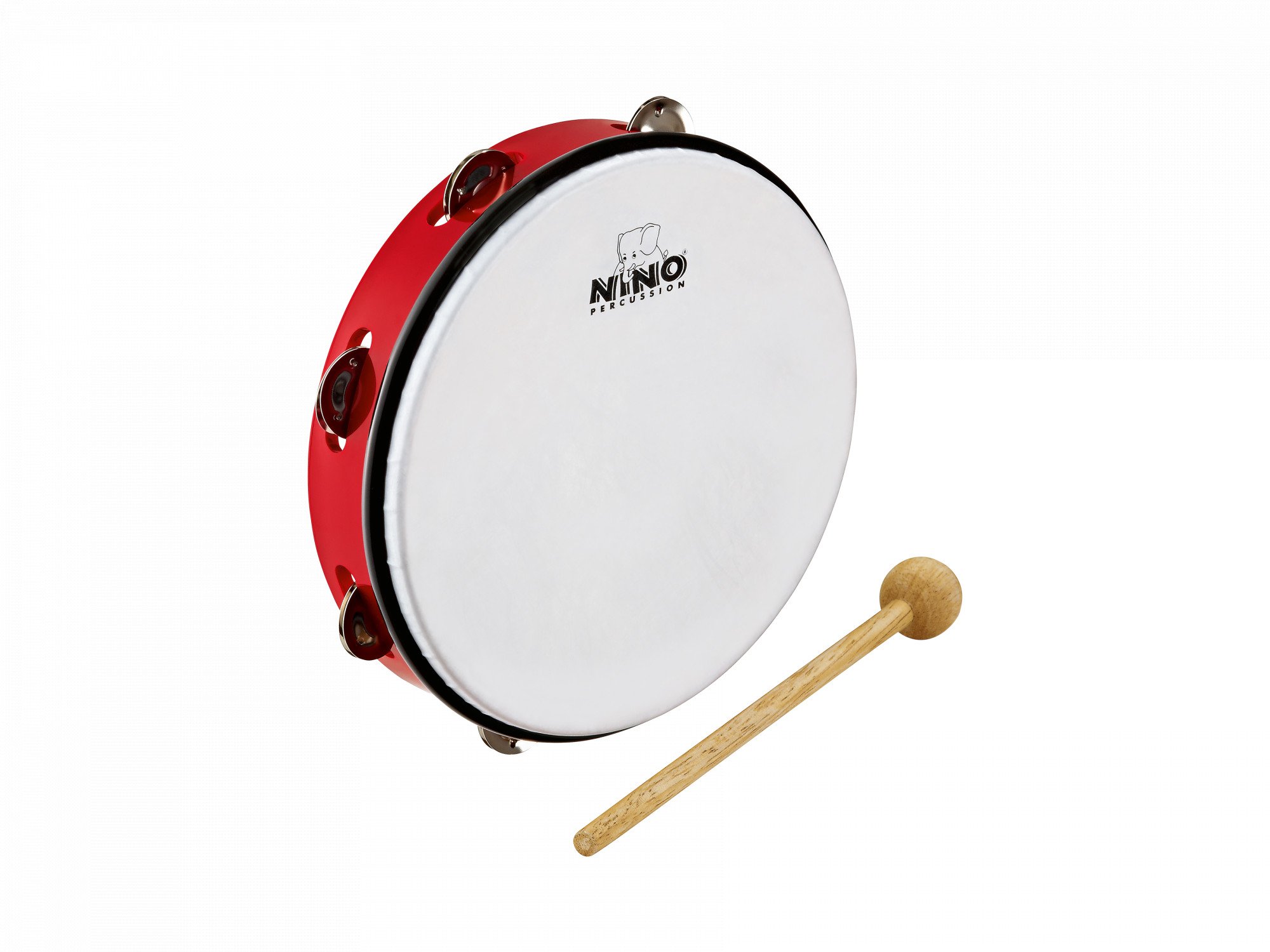 NINO Percussion NINO24R Tamburin m. skind 10'', Rd