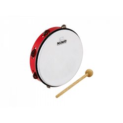 NINO Percussion NINO24R Tamburin m. skind 10'', Rd