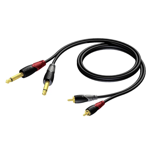 ProCab kabel 2 x mono Jack > 2 x RCA han 3 meter (CLA631-3)