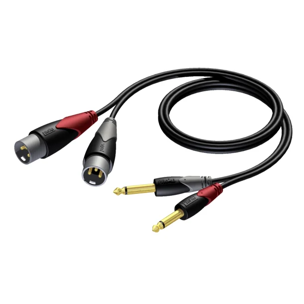 ProCab 2 x XLR han > 2 x Jack - signalkabel 1,5 meter (CLA708-1,5)
