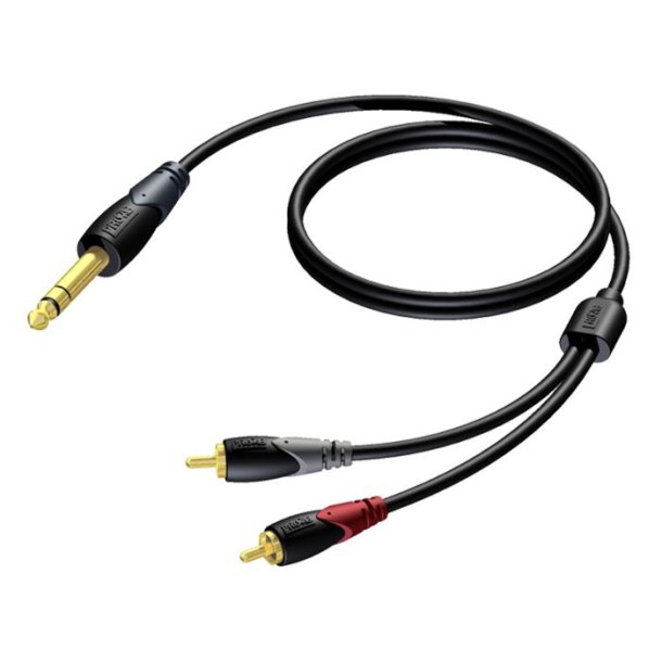 ProCab Jack stereo > 2 x RCA han - insert-kabel 3 meter (CLA719-3)