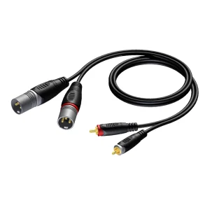 ProCab 2 x XLR han > 2 x RCA han - 3 meter (REF701-3)