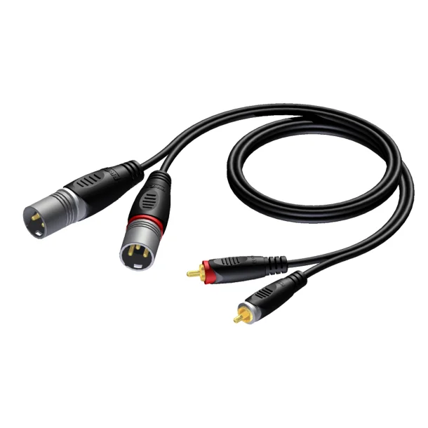 ProCab 2 x XLR han > 2 x RCA han - 3 meter (REF701-3)