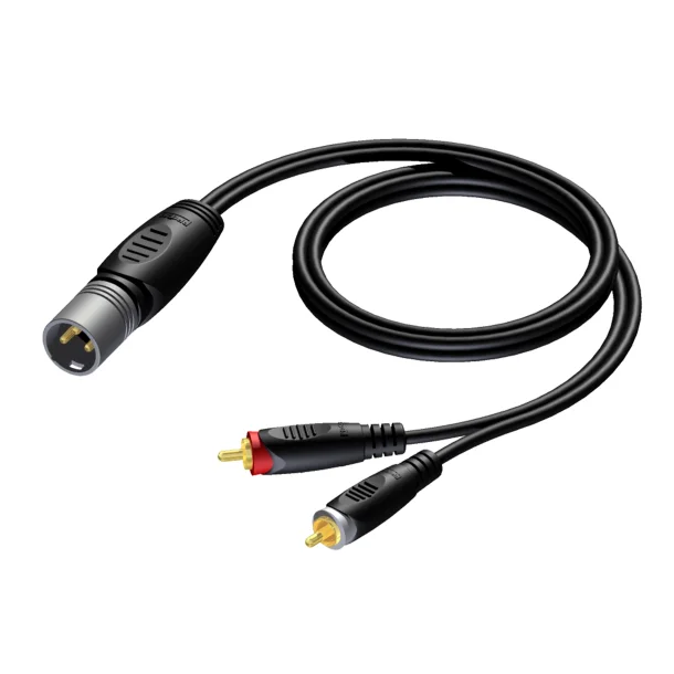 ProCab XLR han > 2 x RCA - 1,5 meter (REF703-1,5)