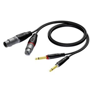 ProCab 2 x XLR hun > 2 x Jack han - 1.5 meter (REF707-1,5)