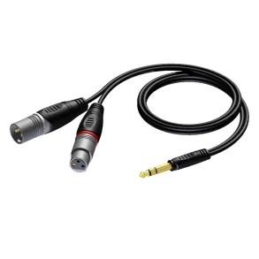ProCab XLR han/hun > Jack han stereo 3 meter (REF709-3)