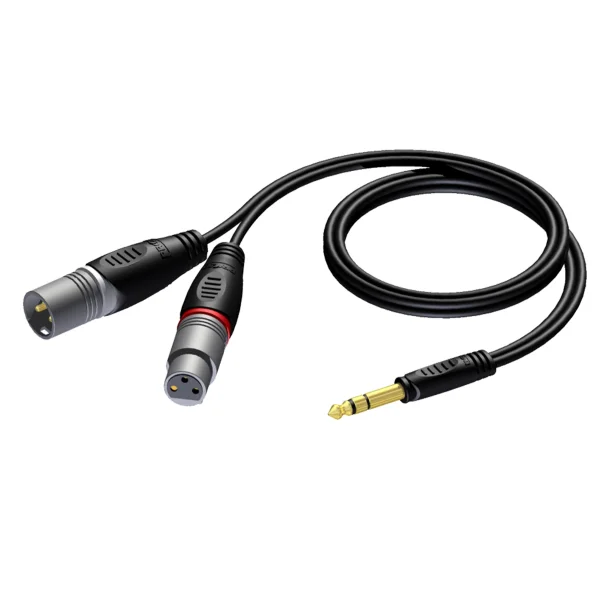 ProCab XLR han/hun > Jack han stereo 5 meter (REF709-5)
