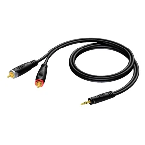ProCab MiniJack stereo > 2 x RCA 10 meter (REF711-10)