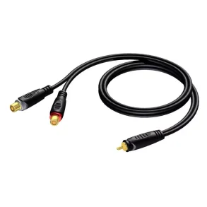 ProCab RCA han > 2 x RCA hun - 1.5 meter (REF727-1,5)