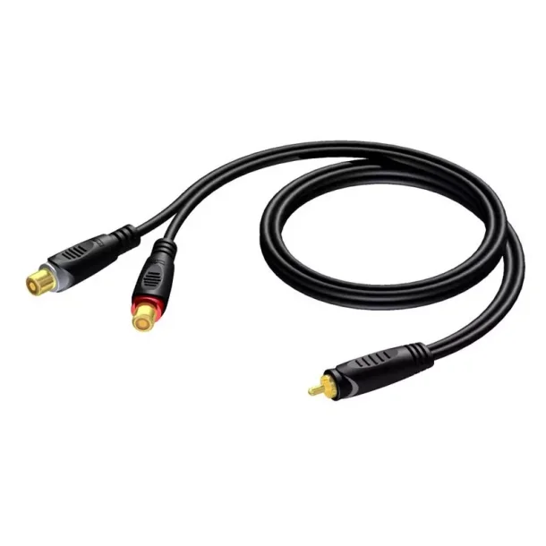ProCab RCA han > 2 x RCA hun - 1.5 meter (REF727-1,5)