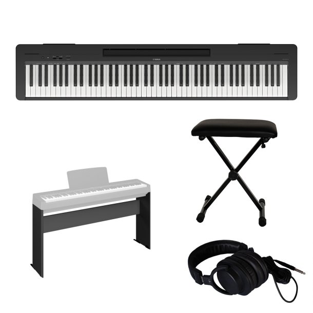 Yamaha P-145 B med L-100 stand, Pulse KB-2 bnk, Record HP-72 hovedtelefon