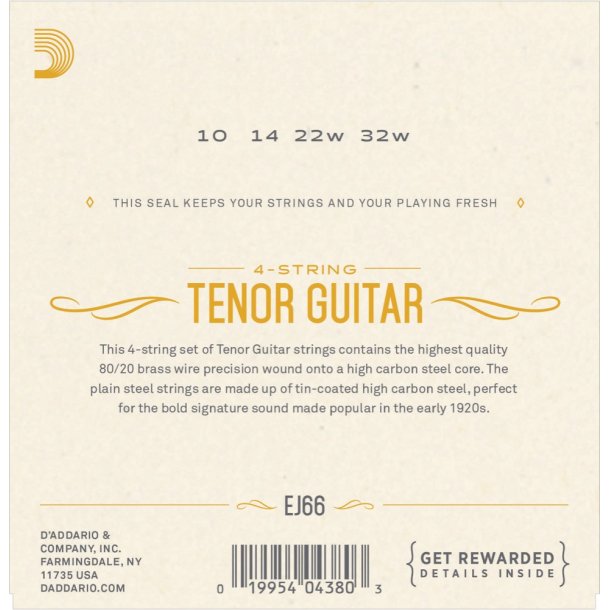 D'Addario EJ66, Strenges�t Tenor Guitar 010-032