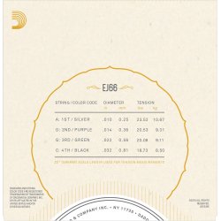 D'Addario EJ66, Strenges�t Tenor Guitar 010-032