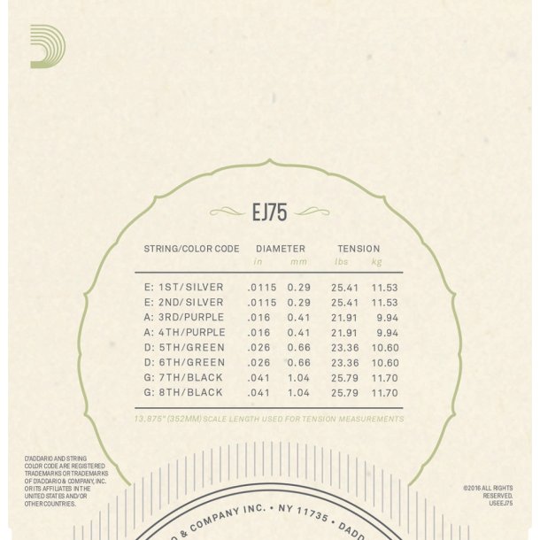 D'Addario EJ75, 0115- 041 Med/Heavy