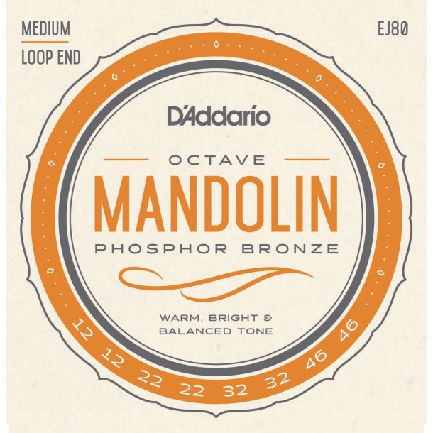 D'Addario EJ80, Octave Mandolin String Set Phosphor Bronze .012-.046 M