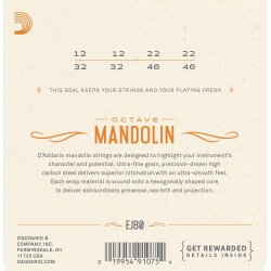 D'Addario EJ80, Octave Mandolin String Set Phosphor Bronze .012-.046 M