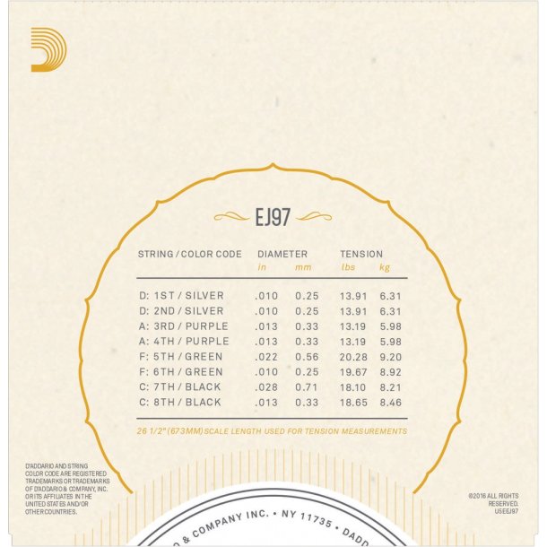 D'Addario EJ97, S�t strenge til gr�sk bouzouki .010-.028