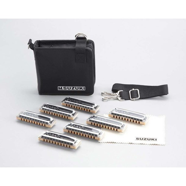 Suzuki Bltetaske for 8 stk. 10 huls diatoniske mundharmonikaer